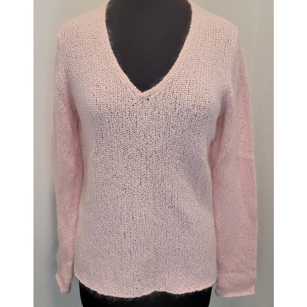 Eileen Fisher Mohair Sequin Sweater M Blush Pink Luxe Lagenlook EUC